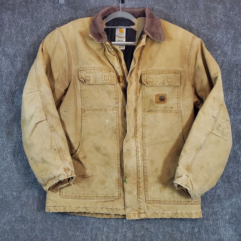 Vintage Carhartt C26 BRN Men's M Brown Arctic Chore Jacket USA Made Distressed